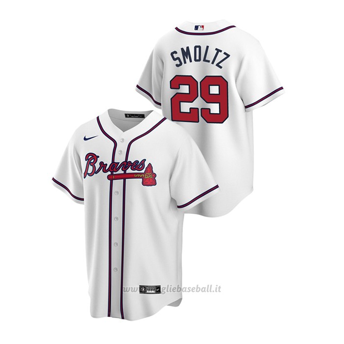 Maglia Baseball Uomo Atlanta Braves John Smoltz 2020 Replica Primera Bianco